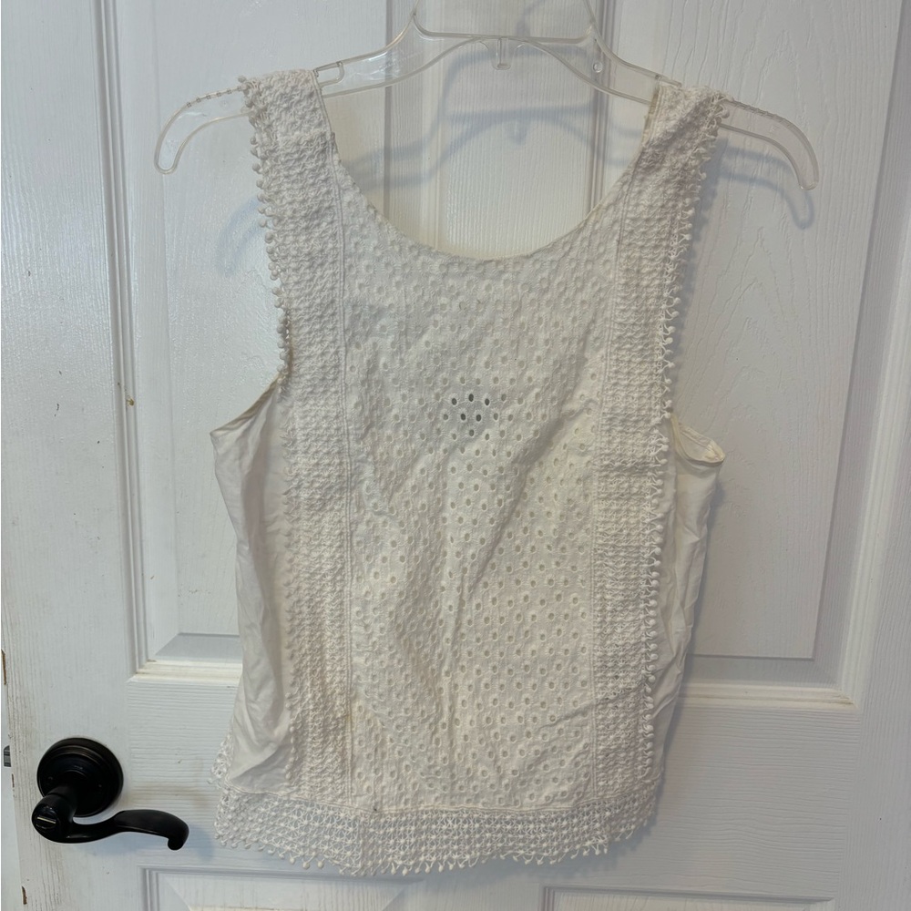 White Sleeveless Summer Top Size XS